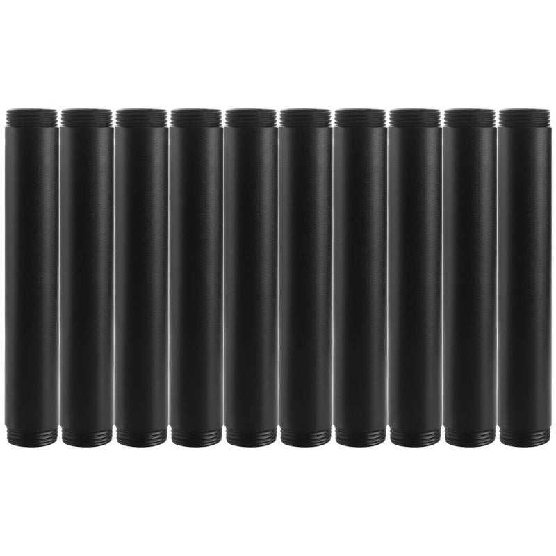 HomeExpert 1x 8 Black Painted Industrial Pipe Home Expert 10 Pack Black Malleable Cast Iron Pipe Heavy Duty Pre Cut Metal Pipe Threaded Gray Pipe Fitting for Industrial Vintage Style DIY Project - Image 2