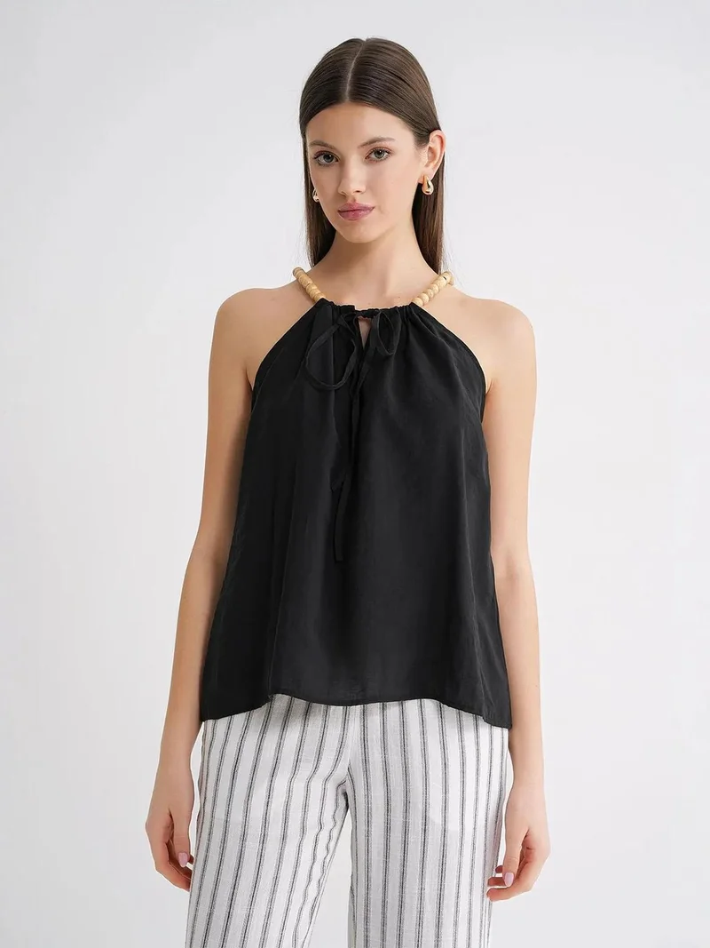 MixRay Mixray Accessory Detailed Halter Neck Modal Top