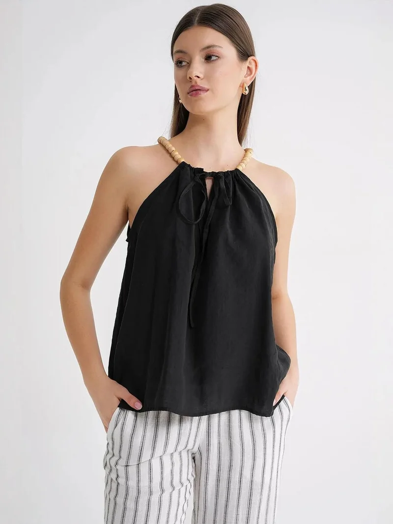 MixRay Mixray Accessory Detailed Halter Neck Modal Top