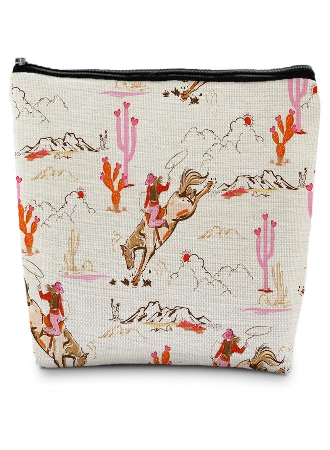 Supwhd Pink Western Makeup Bags for Women, Hot Pink Western Cowgirl Rodeo Cosmetic Bag Toiletry Bag, Western Stuff, Western Gifts for Women, Cowgirl Gifts, Cowgirl Stuff, Preppy Makeup Pouch - Image 1