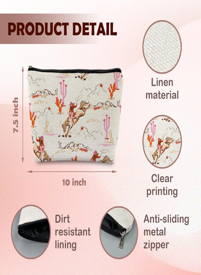 Supwhd Pink Western Makeup Bags for Women, Hot Pink Western Cowgirl Rodeo Cosmetic Bag Toiletry Bag, Western Stuff, Western Gifts for Women, Cowgirl Gifts, Cowgirl Stuff, Preppy Makeup Pouch - Image 5