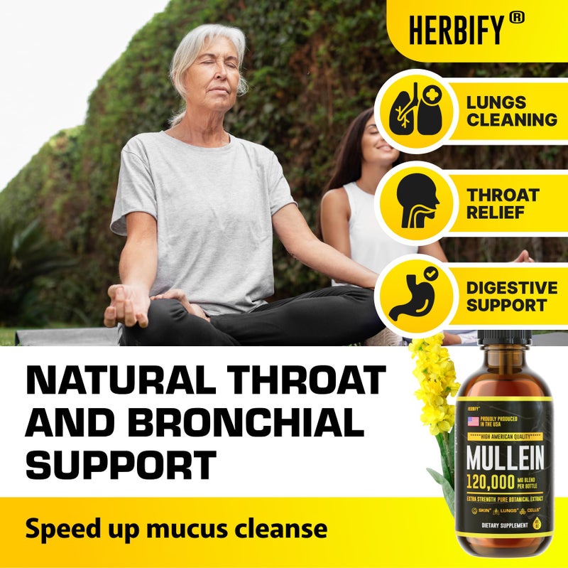 HERBIFY قطرات المولين من هيربي - تنظيف الرئة - مستخلص الأوراق - مولين قوي لدعم المناعة، إزالة السموم ودعم الجهاز التنفسي - صنع في الولايات المتحدة الأمريكية - مكملات عشبية - 4 أوقية - Image 4