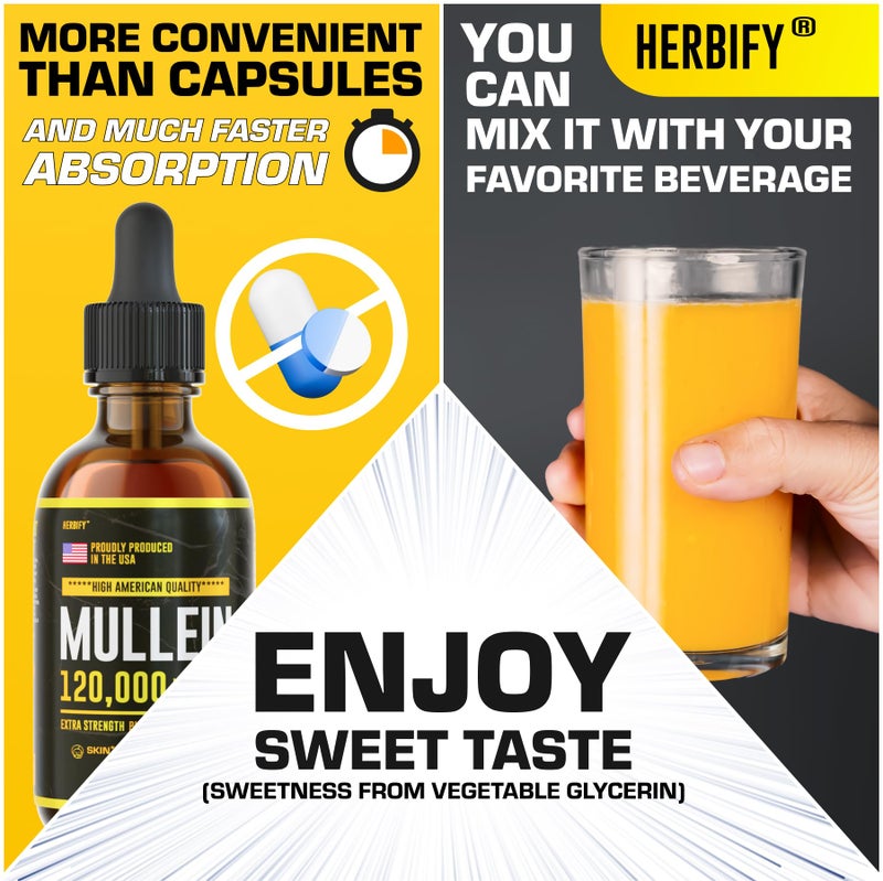HERBIFY قطرات المولين من هيربي - تنظيف الرئة - مستخلص الأوراق - مولين قوي لدعم المناعة، إزالة السموم ودعم الجهاز التنفسي - صنع في الولايات المتحدة الأمريكية - مكملات عشبية - 4 أوقية - Image 5