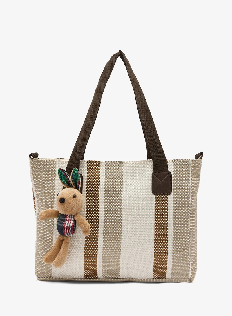 جينجر Striped Beach Bag Tote