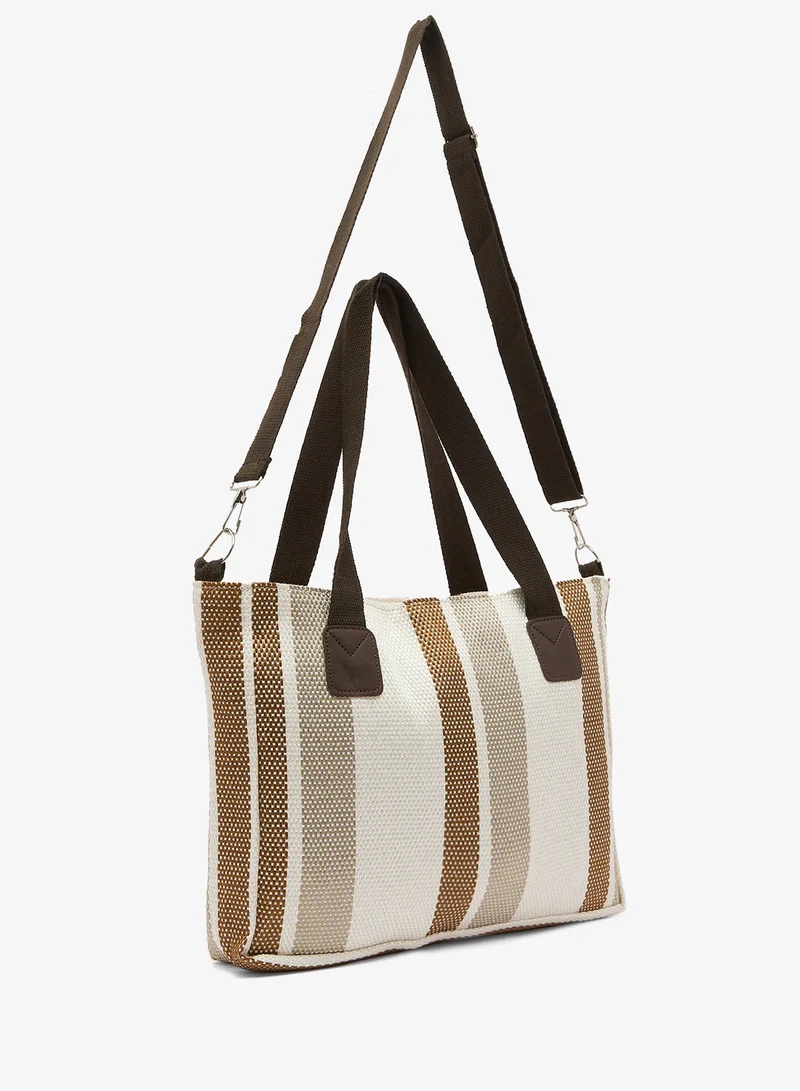 جينجر Striped Beach Bag Tote