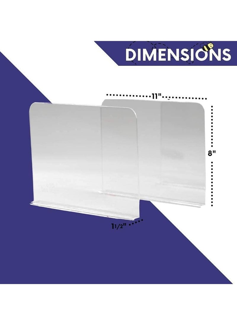 Clear Acrylic Closet Shelf Dividers for Clothes, Handbags, Purses, Books, Sweaters - Nano Tape Separators to Organize Wooden Shelves - 8" Tall - Pack of 6