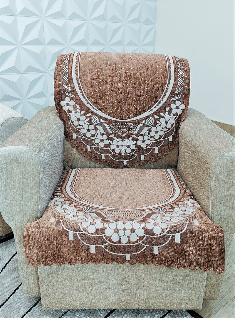 KREEVA Ultrasonic Cut Velvet Chenille Sofa Cover | for 5 Seater (3+1+1) Sofa | (Venue Multicolor_3, 6 Piece Set) | Sofa Slipcovers - Image 1