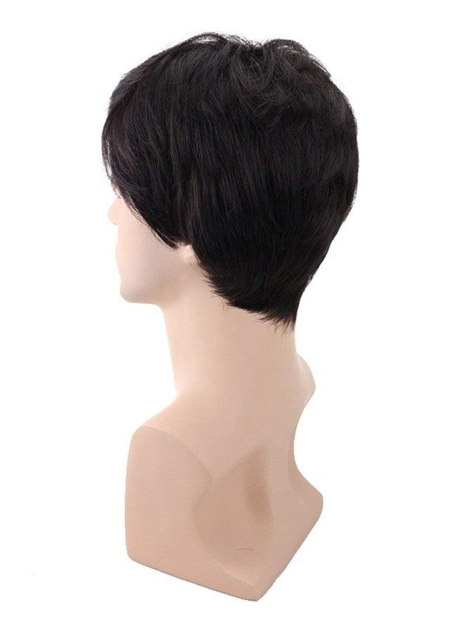 Foreign Holics Foreignholics Men's Short Synthetic Hair Wig Natural Black Hairs (Black) - Image 5
