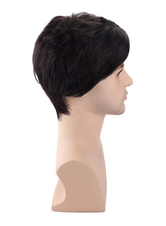 Foreign Holics Foreignholics Men's Short Synthetic Hair Wig Natural Black Hairs (Black) - Image 2