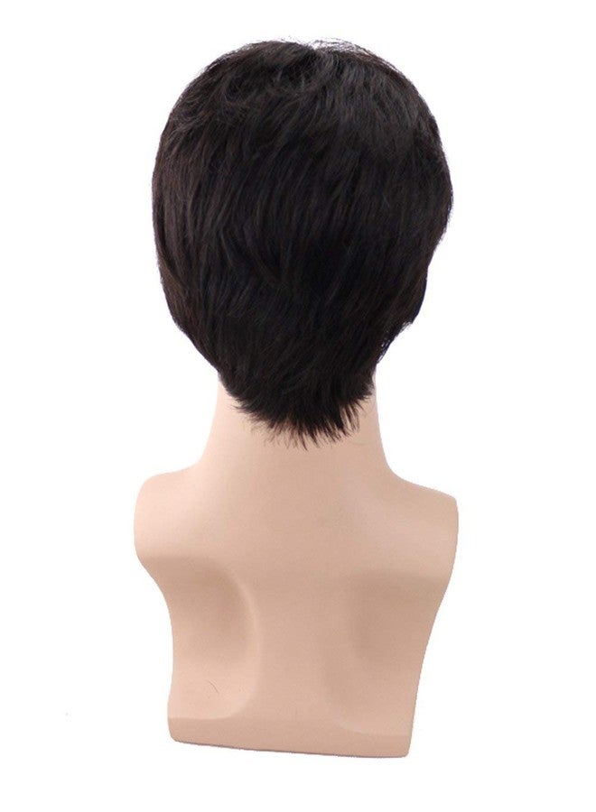 Foreign Holics Foreignholics Men's Short Synthetic Hair Wig Natural Black Hairs (Black) - Image 4