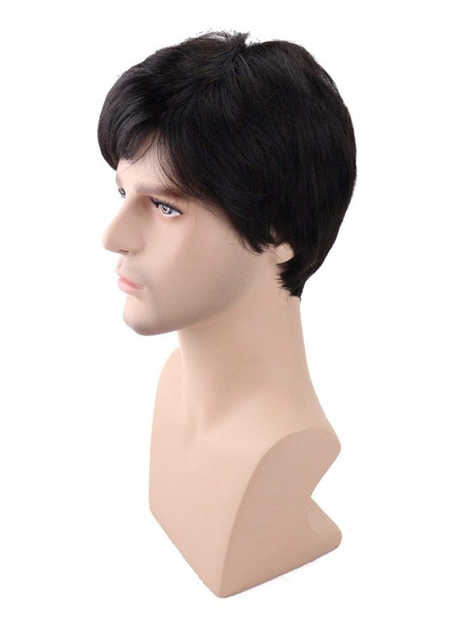 Foreign Holics Foreignholics Men's Short Synthetic Hair Wig Natural Black Hairs (Black) - Image 3