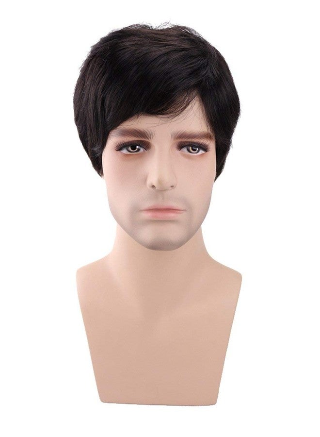Foreign Holics Foreignholics Men's Short Synthetic Hair Wig Natural Black Hairs (Black) - Image 1