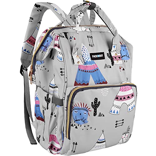 PACKNBUY Diaper Bag for Mom Dad for Travel Baby Bag (Grey) - Image 1