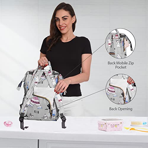 PACKNBUY Diaper Bag for Mom Dad for Travel Baby Bag (Grey) - Image 5