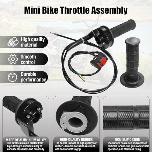 JXPANG Universal Mini Bike Throttle Assembly&Cable Kit | Direct Replacement for Coleman BT200X,CT200U/EX,MB200&Predator 212cc/196cc Engines | Fits Most 7/8" Handlebar Mini Bikes with Cruise Control (Black) - Image 2