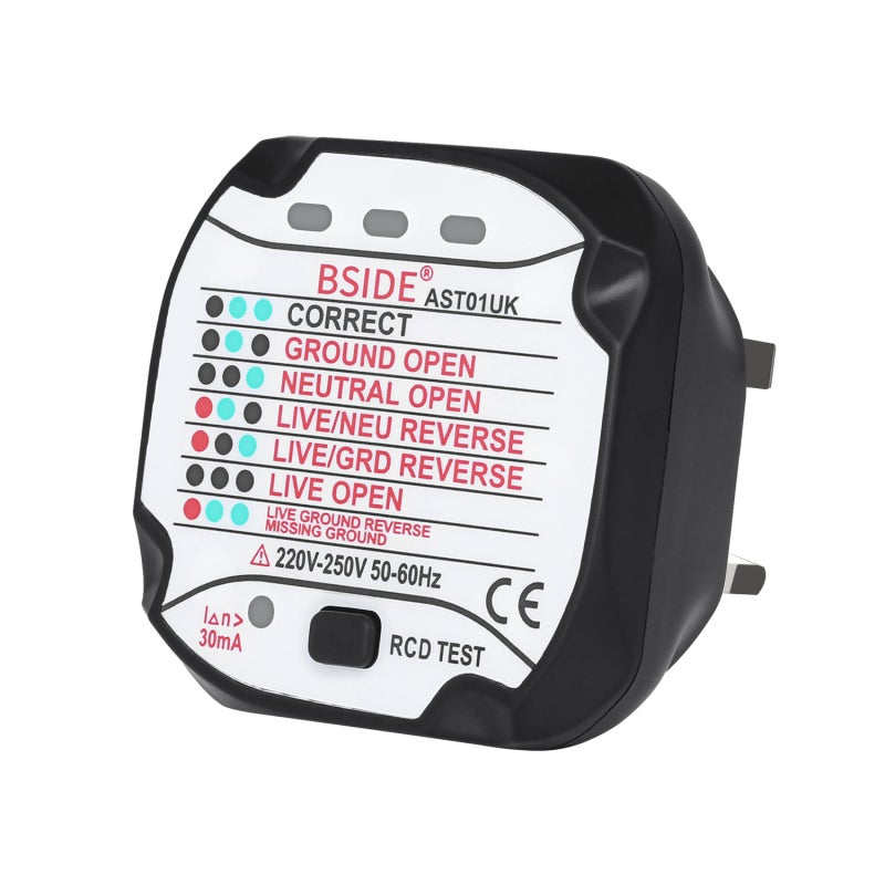 Outlet Tester Black Compact Portable - Bright LED Display Clear Readings Polarity Checker for Home Inspection Electricians Schools Laboratories Factories - Image 1