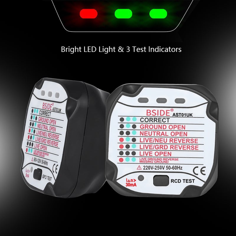 Outlet Tester Black Compact Portable - Bright LED Display Clear Readings Polarity Checker for Home Inspection Electricians Schools Laboratories Factories - Image 5