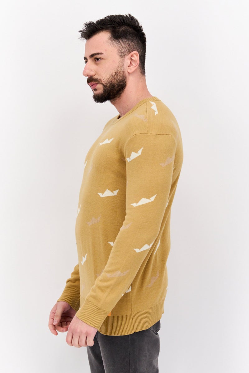 D RT Men Crew Neck Printed Long Sleeves Sweatshirt, Tan - Image 2