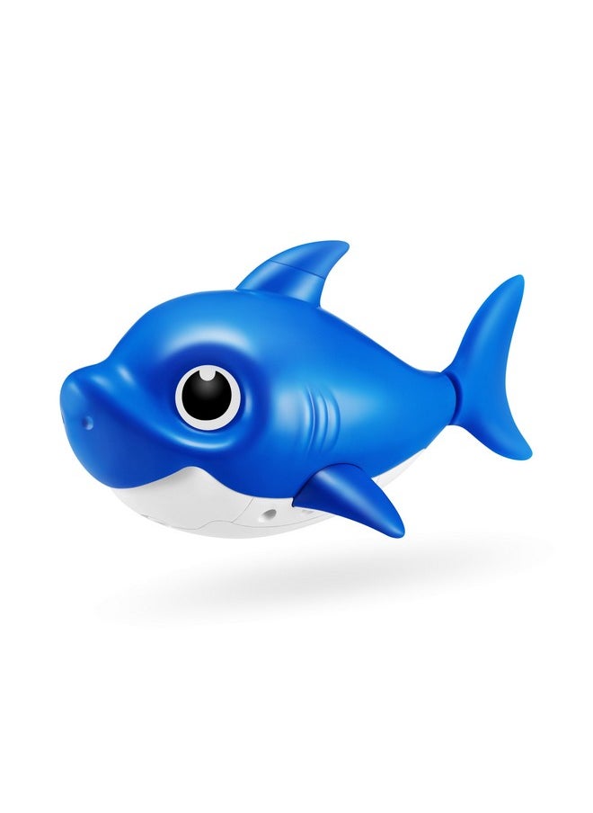 ROBO ALIVE Robo Alive Junior Baby Shark New Silicon Fins Version Singing and Swimming Daddy Shark (Blue) by ZURU  - Image 1