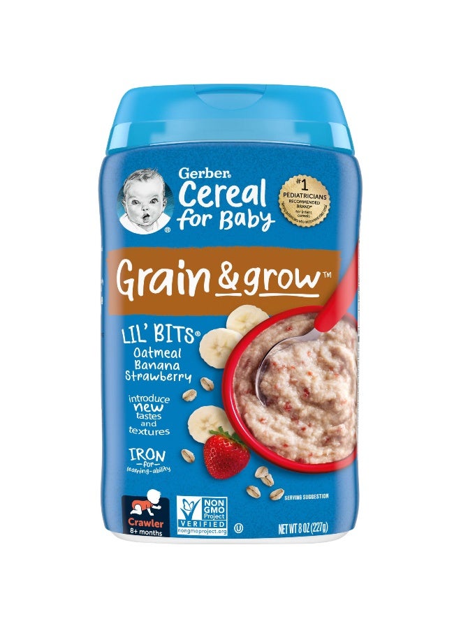 Gerber Gerber, Cereal for Baby, Grain & Grow, 8+ Months, Oatmeal Banana Strawberry, 8 oz (227 g) - Image 1