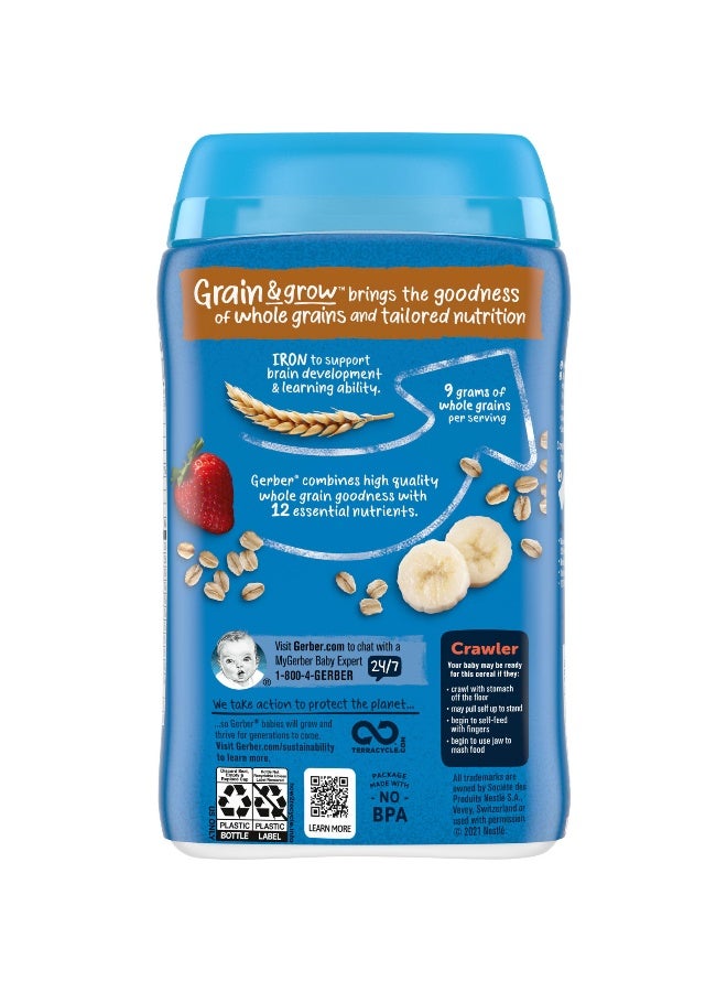 Gerber Gerber, Cereal for Baby, Grain & Grow, 8+ Months, Oatmeal Banana Strawberry, 8 oz (227 g) - Image 3