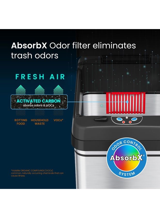 Itouchless New Model 13 Gallon Sensor Trash Can With Advance Absorbx Odor Filter & Pet-Proof Lid Lock, Stainless Steel Kitchen Garbage Bin For Home, Office, Business, Battery & Ac Adapter Not Included - Image 4