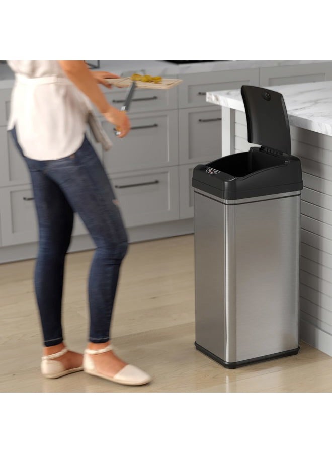 Itouchless New Model 13 Gallon Sensor Trash Can With Advance Absorbx Odor Filter & Pet-Proof Lid Lock, Stainless Steel Kitchen Garbage Bin For Home, Office, Business, Battery & Ac Adapter Not Included - Image 3