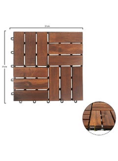 LINGWEI Wooden Floor Tiles Wooden Floor Decking Tile Interlocking Tiles Office Floor Tiles, Home Floor Tiles,Garden Tiles, Hardwood Decking Tiles For Outdoor Indoor Use  - Image 5