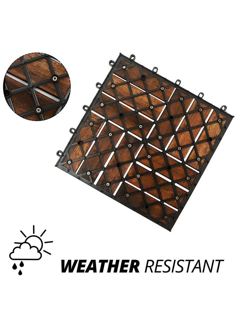 LINGWEI - Wooden Floor Tiles Wooden Floor Decking Tile Interlocking Tiles Office Floor Tiles, Home Floor Tiles,Garden Tiles, Hardwood Decking Tiles For Outdoor Indoor Use - Image 1