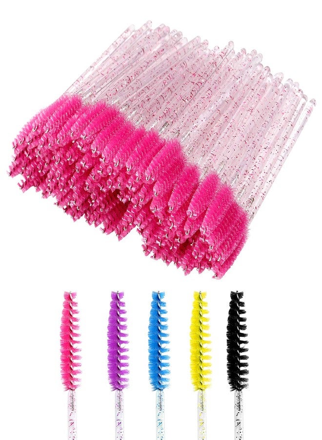 GoWorth 200 PCS Disposable Crystal Eyelash Mascara Brushes Wands for Eye Lash Extension, Eyebrow and Makeup (Pink) - Image 1