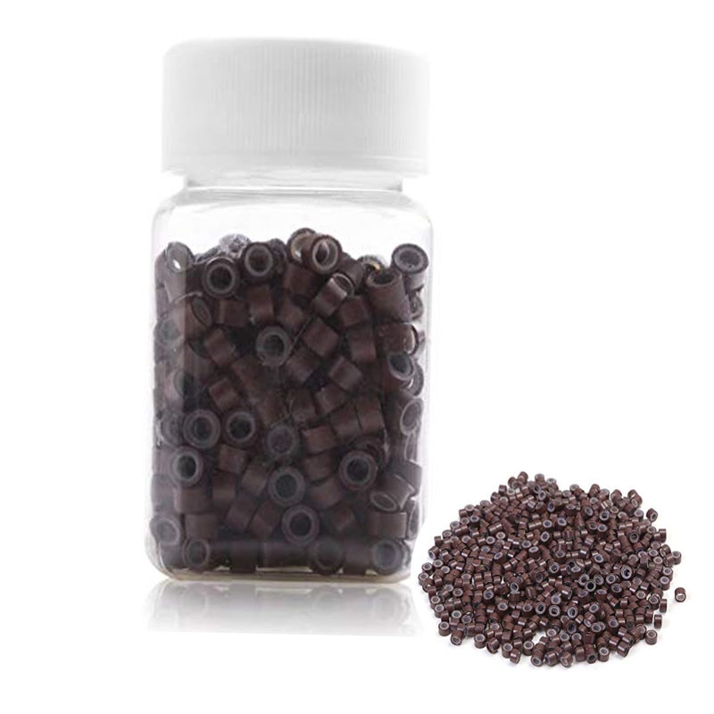 Funyn 1000 Silicone Micro Link Rings 5mm Lined Beads Deadlocks for Hair Extensions Tool 1000PcsPack of 1 1000Pcs Brown