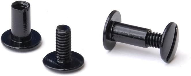 Aluminum Chicago Screw and Post Sets | 1/2 inch Post Length | 3/16 inch Post Diameter | Black | 100 Screws and 100 Posts