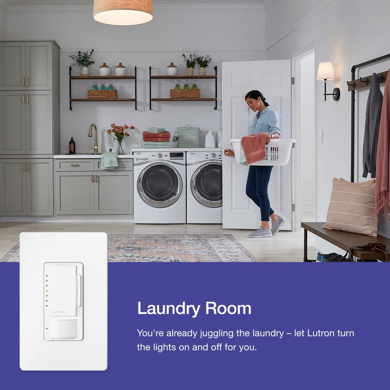 Lutron Maestro Motion Sensor Dimmer Switch for Bathroom, Garage, Laundry Room, and Closet, Occupancy and Vacancy Sensor, Single-Pole/Multi-Location, No Neutral Req, MSCL-OP153M-LA, Light Almond - Image 2