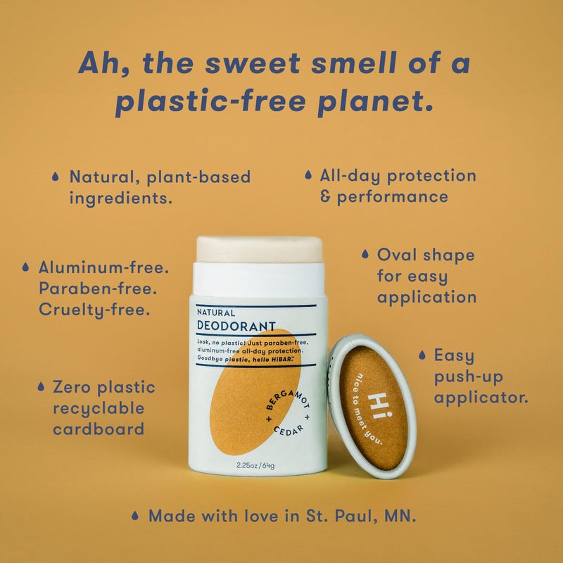 HiBAR - Bergamot & Cedar Plastic Free Deodorant - Natural Deodorant - All-Day Protection - With Sunflower Seed Wax, Rice Bran & Shea Butter - Plastic, Paraben & Aluminum-Free - Vegan - 3 Pack - Image 3