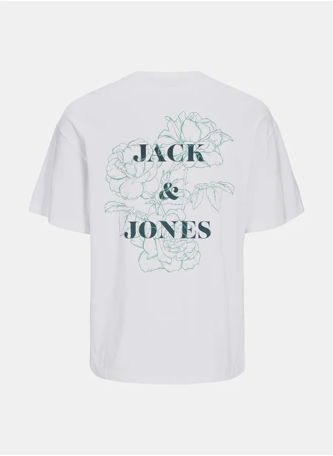 جاك اند جونز Back Graphic Crew Neck Wide Fit T-Shirt
