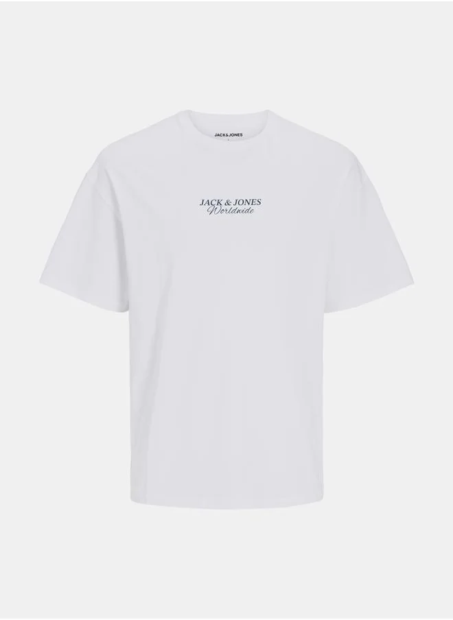 جاك اند جونز Back Graphic Crew Neck Wide Fit T-Shirt