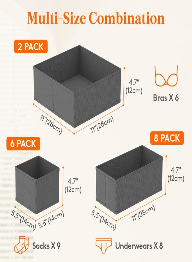 Lifewit 16 Pack Drawer Organizer, Dresser Underwear Drawer Organizer Bins, Foldable Fabric Closet Organizers, Storage Drawer Dividers, Dorm Room Essentials for Clothing, Socks, Towels, Ties Gray - Image 2