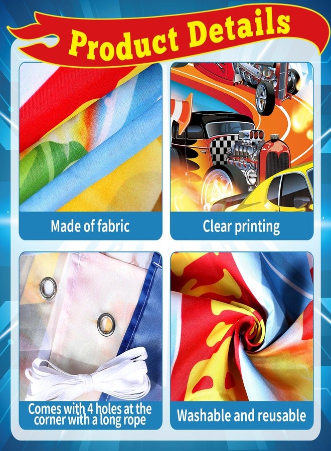 Tevxj Race Car Birthday Party Decorations Race Cars Balloon Arch Kit with Hot Cars Birthday Backdrop Banner Monster Truck Wheels Checkered Foil Balloons for Kids Boys Racing Signs Baby Shower Decorations - Image 3