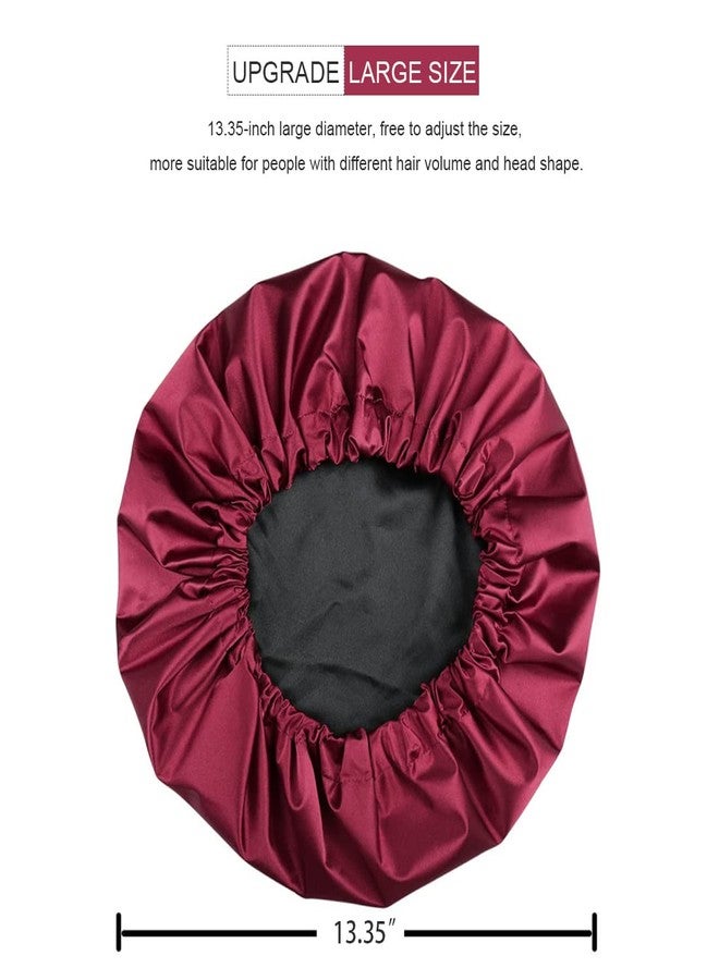 Amamba Shower Cap for Women, Reusable and Double Layer Waterproof, Large Shower Cap for Women, Adjustable Shower Caps Hair Cap with Satin Lined, for All Hair Styles-Red - Image 5