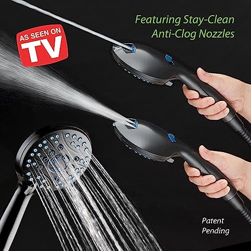 Hotel Spa AquaCare As-Seen-On-TV High Pressure 48-setting Rain & Handheld 3-way Shower Head Combo - Anti-clog Nozzles/Tub, Tile & Pet Power Wash/Extra Long 6 ft. Hose/Matte Black Finish - Image 3
