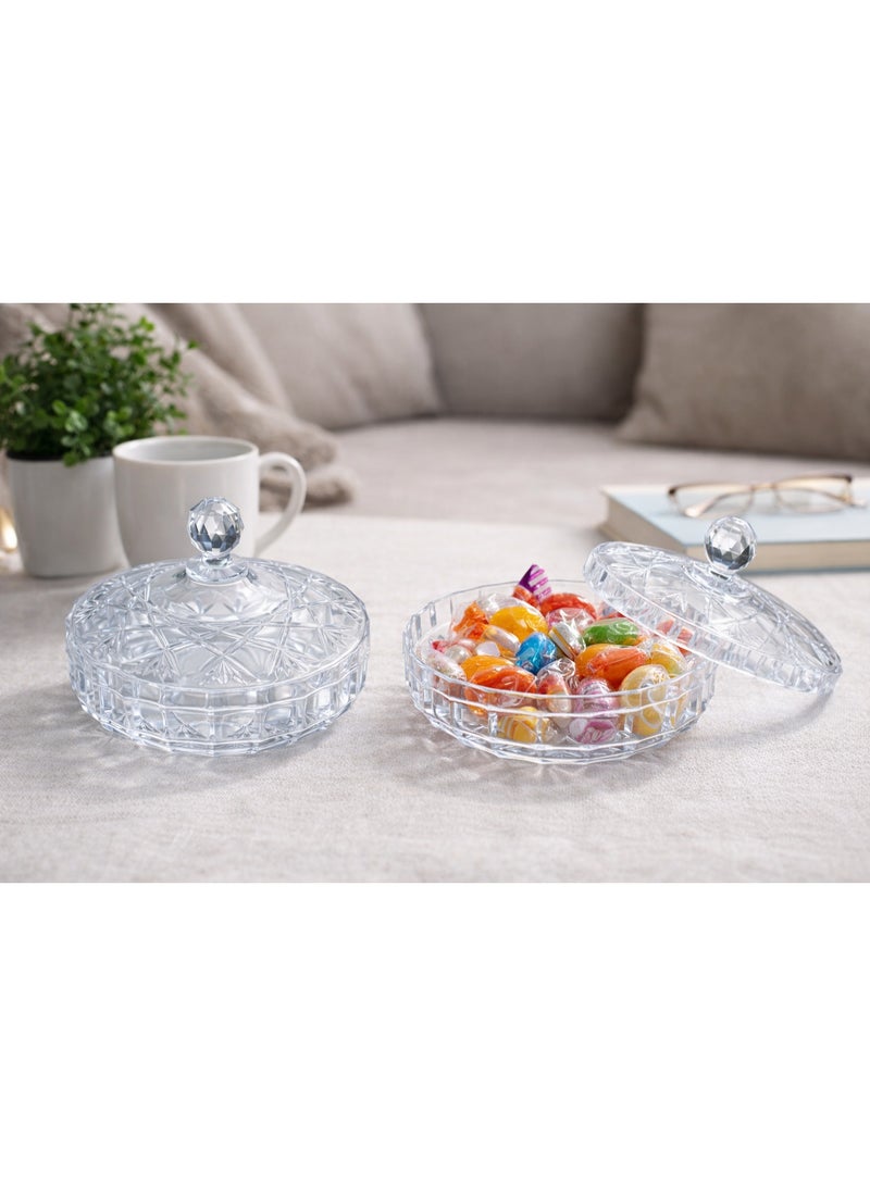 بونبونيرة ووعاء تقديم حلويات وشوكولاتة أكريليك شفاف بغطاء بتصميم كريستال فاخر مقاوم للكسر - Image 4
