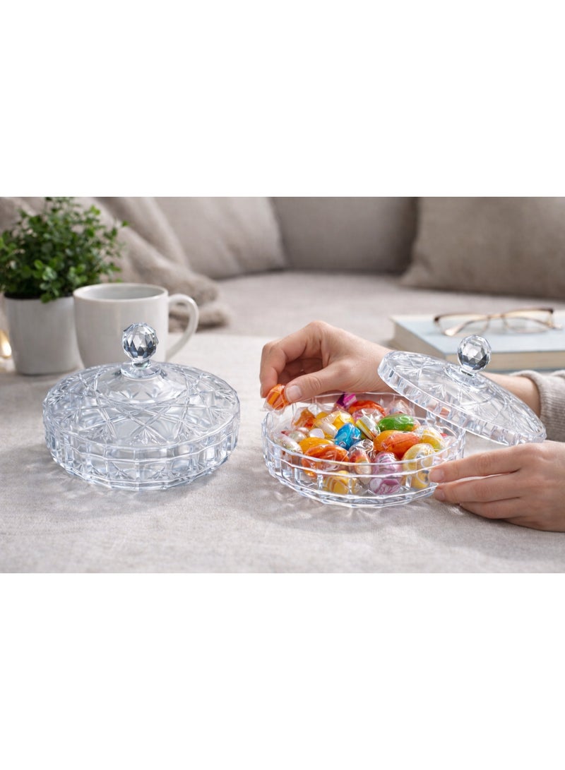 بونبونيرة ووعاء تقديم حلويات وشوكولاتة أكريليك شفاف بغطاء بتصميم كريستال فاخر مقاوم للكسر - Image 3