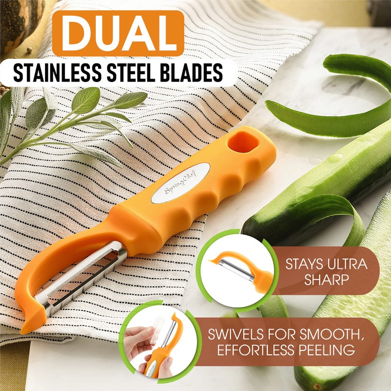 Spring Chef Premium Swivel Vegetable Peeler, Soft Grip Handle and Ultra Sharp Stainless Steel Blades - Perfect Kitchen Peeler For Veggie, Fruit, Potato, Carrot, Apple - Mango - Image 2
