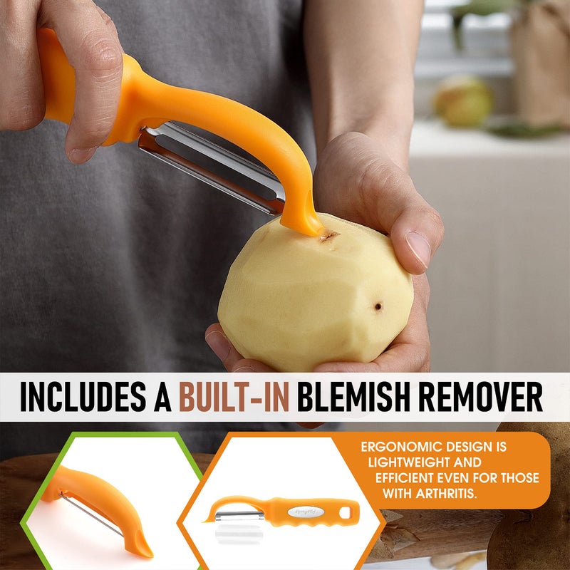 Spring Chef Premium Swivel Vegetable Peeler, Soft Grip Handle and Ultra Sharp Stainless Steel Blades - Perfect Kitchen Peeler For Veggie, Fruit, Potato, Carrot, Apple - Mango - Image 5