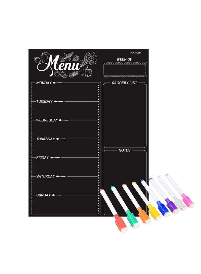 Vantasii Magnetic Refrigerator Chalkboardweekly Menu Meal Planner Grocery Shopping List Dry Erase Board For Kitchen Fridge With 8 Color Magnetic Markers (16Inchx12Inch) - Image 1