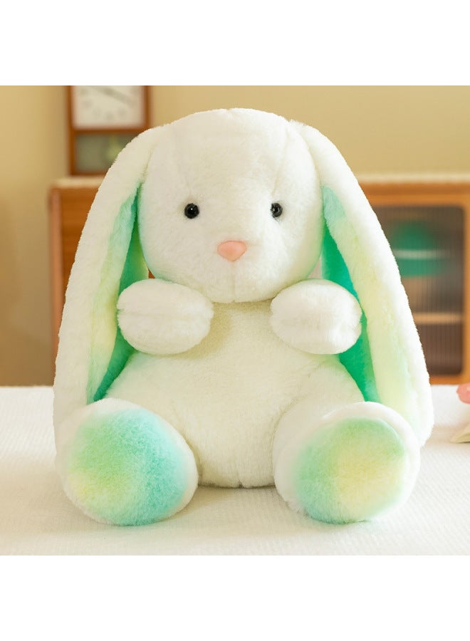 Ultra Soft Rabbit Plush Toy Doll Long Ear Rainbow Bunny Pillow Birthday Gift AURORA Brand Customizable European Style Plush Toys-Specifications:Blue-Eared Rainbow Rabbit-Color:30cm 260g  - Image 1