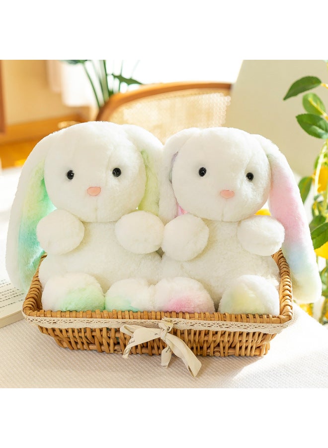 Ultra Soft Rabbit Plush Toy Doll Long Ear Rainbow Bunny Pillow Birthday Gift AURORA Brand Customizable European Style Plush Toys-Specifications:Blue-Eared Rainbow Rabbit-Color:30cm 260g  - Image 2