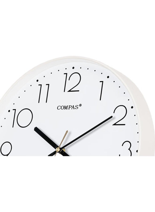 Compas Wall Clock, Living Room Clock, Quartz Clock, Wall-Mounted Clock With Calendar, C3219Ay, Pure White, 35Cm - Image 1