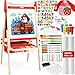 Belleur AllinOne Art Easel for Kids Adjustable Double Sided Easel for Toddlers with Magnetic Whiteboard DryErase Chalk Board Paper Roll Child Painting Easel for Kid 28 Birthday Gift Red - Image 2