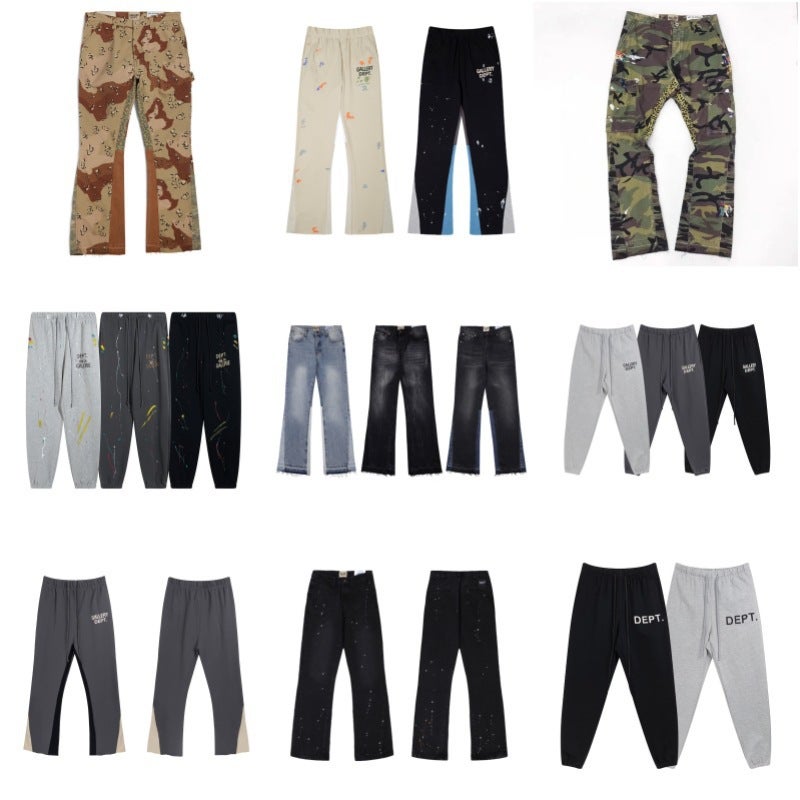 Gallery Department Splash Graffiti Casual Long Pants Camouflage Splicing Couple Jogger Sweatpants Trendy - Image 2